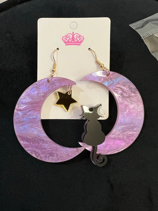 Moon Cat Earrings